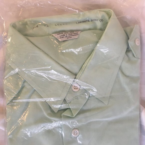 Vintage 1972 Men's Lapointe Co. Dress Shirt Size 15 Aqua Green Long Sleeve New - Picture 2 of 9